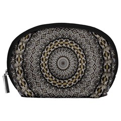 Celestial Pinwheel Of Pattern Texture And Abstract Shapes N Brown Accessory Pouches (large)  by Nexatart