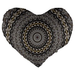 Celestial Pinwheel Of Pattern Texture And Abstract Shapes N Brown Large 19  Premium Flano Heart Shape Cushions by Nexatart