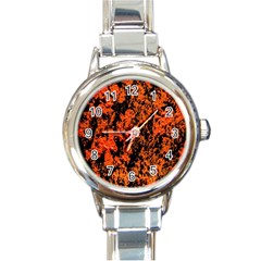 Abstract Orange Background Round Italian Charm Watch by Nexatart