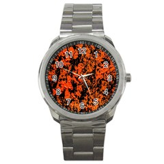 Abstract Orange Background Sport Metal Watch