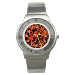 Abstract Orange Background Stainless Steel Watch