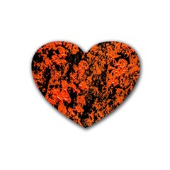 Abstract Orange Background Rubber Coaster (Heart) 