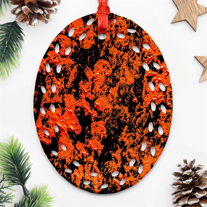 Abstract Orange Background Ornament (Oval Filigree)