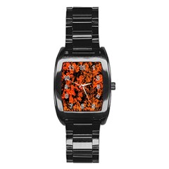 Abstract Orange Background Stainless Steel Barrel Watch