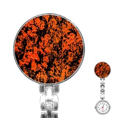 Abstract Orange Background Stainless Steel Nurses Watch