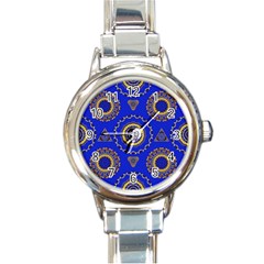 Abstract Mandala Seamless Pattern Round Italian Charm Watch