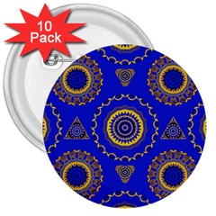 Abstract Mandala Seamless Pattern 3  Buttons (10 Pack)  by Nexatart