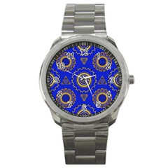 Abstract Mandala Seamless Pattern Sport Metal Watch by Nexatart