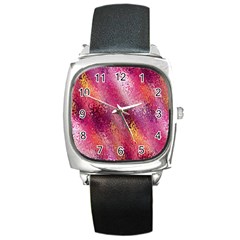 Red Seamless Abstract Background Square Metal Watch by Nexatart