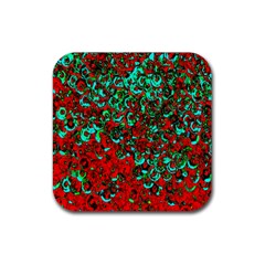 Red Turquoise Abstract Background Rubber Coaster (square)  by Nexatart