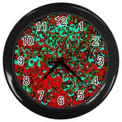 Red Turquoise Abstract Background Wall Clocks (black) by Nexatart