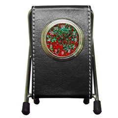 Red Turquoise Abstract Background Pen Holder Desk Clocks by Nexatart