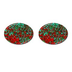 Red Turquoise Abstract Background Cufflinks (oval) by Nexatart