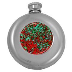 Red Turquoise Abstract Background Round Hip Flask (5 Oz) by Nexatart