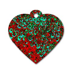 Red Turquoise Abstract Background Dog Tag Heart (two Sides) by Nexatart