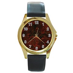 Olive Seamless Abstract Background Round Gold Metal Watch by Nexatart