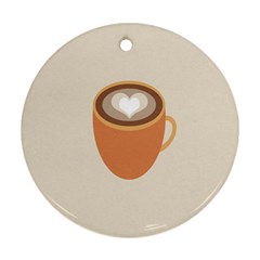 Artin Coffee Chocolate Brown Heart Love Ornament (round) by Mariart