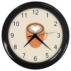 Artin Coffee Chocolate Brown Heart Love Wall Clocks (black) by Mariart