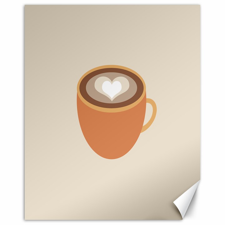 Artin Coffee Chocolate Brown Heart Love Canvas 16  x 20  