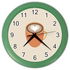 Artin Coffee Chocolate Brown Heart Love Color Wall Clocks by Mariart