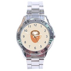 Artin Coffee Chocolate Brown Heart Love Stainless Steel Analogue Watch by Mariart