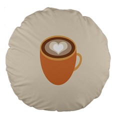 Artin Coffee Chocolate Brown Heart Love Large 18  Premium Round Cushions by Mariart