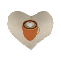 Artin Coffee Chocolate Brown Heart Love Standard 16  Premium Heart Shape Cushions by Mariart