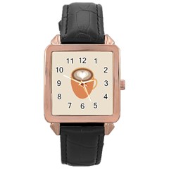 Artin Coffee Chocolate Brown Heart Love Rose Gold Leather Watch  by Mariart