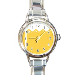 Beer Foam Yellow White Round Italian Charm Watch