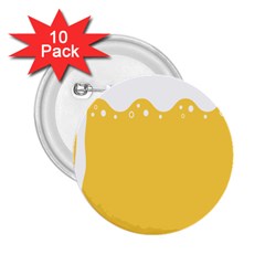 Beer Foam Yellow White 2 25  Buttons (10 Pack) 