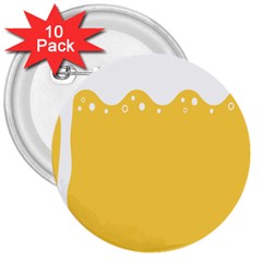 Beer Foam Yellow White 3  Buttons (10 Pack)  by Mariart