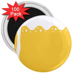 Beer Foam Yellow White 3  Magnets (100 Pack) by Mariart