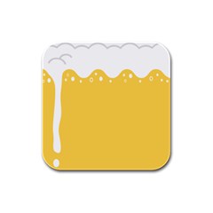 Beer Foam Yellow White Rubber Square Coaster (4 Pack) 