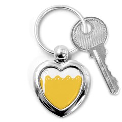 Beer Foam Yellow White Key Chains (heart)  by Mariart