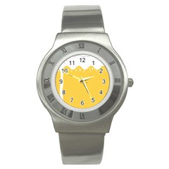 Beer Foam Yellow White Stainless Steel Watch by Mariart