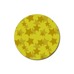 Yellow Star Rubber Round Coaster (4 Pack)  by Mariart