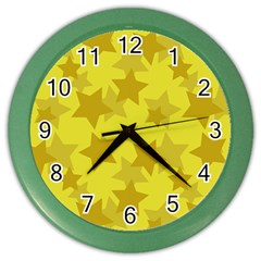 Yellow Star Color Wall Clocks by Mariart