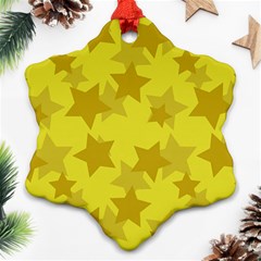 Yellow Star Snowflake Ornament (two Sides) by Mariart