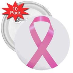 Breast Cancer Ribbon Pink 3  Buttons (10 Pack)  by Mariart