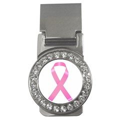 Breast Cancer Ribbon Pink Money Clips (cz)  by Mariart