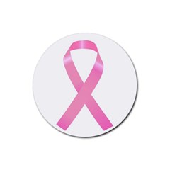 Breast Cancer Ribbon Pink Rubber Coaster (round) 