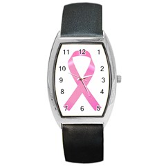 Breast Cancer Ribbon Pink Barrel Style Metal Watch by Mariart