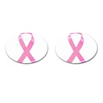 Breast Cancer Ribbon Pink Cufflinks (Oval) Front(Pair)