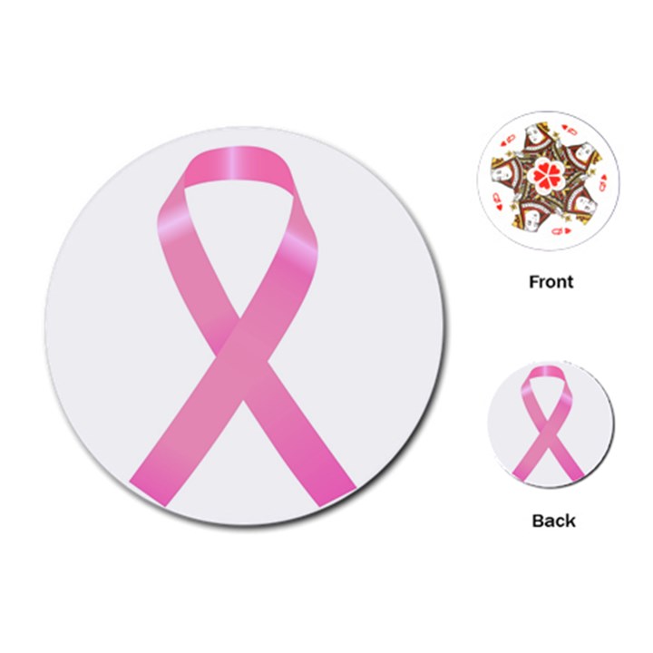 Breast Cancer Ribbon Pink Playing Cards (Round) 