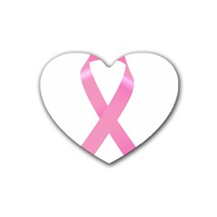 Breast Cancer Ribbon Pink Rubber Coaster (heart)  by Mariart