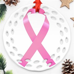 Breast Cancer Ribbon Pink Round Filigree Ornament (two Sides) by Mariart