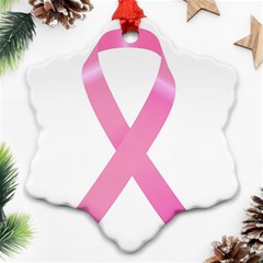 Breast Cancer Ribbon Pink Snowflake Ornament (two Sides) by Mariart