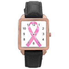 Breast Cancer Ribbon Pink Rose Gold Leather Watch  by Mariart