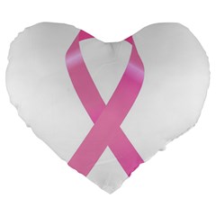 Breast Cancer Ribbon Pink Large 19  Premium Flano Heart Shape Cushions by Mariart