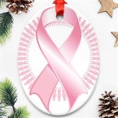 Breast Cancer Ribbon Pink Girl Women Ornament (oval) by Mariart